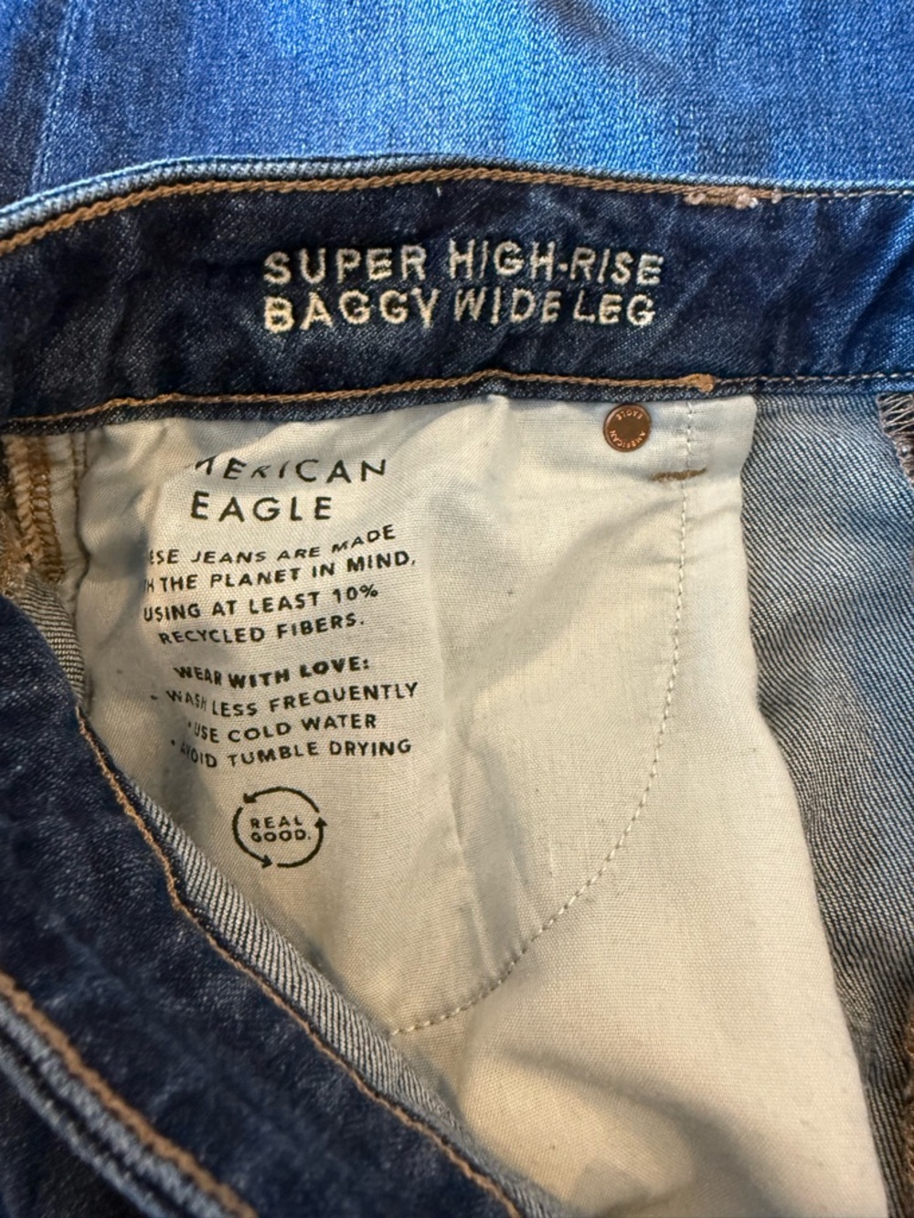 American Eagle Women’s Jeans Super High-Rise Baggy Wide Leg Size 10 - Picture 11 of 14